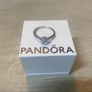 Pandora Silver Crown Solitaire Ring. Size 7.5